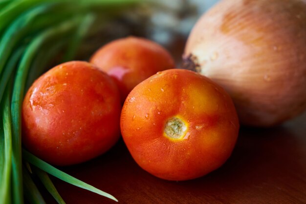 Vegetables on Wooden Background