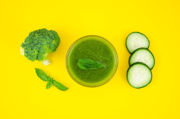 Vegetarian smoothie from cucumber and broccoli 