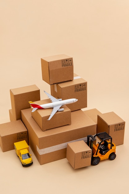 vehicles and boxes supply chain representation