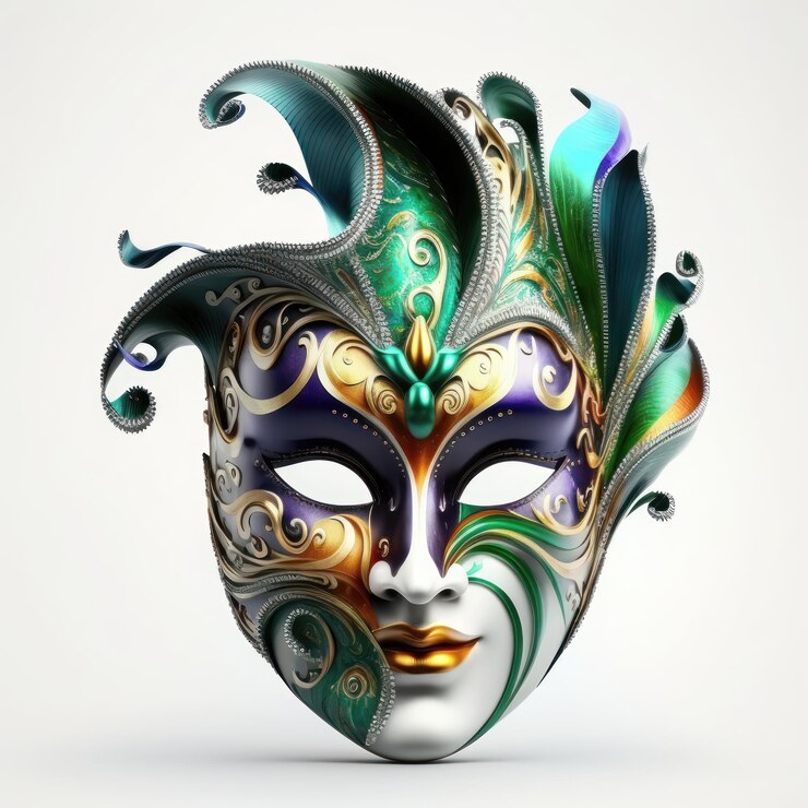 Free Photo venetian carnival mask isolated on white background masquerade one mask template for carnival in front view