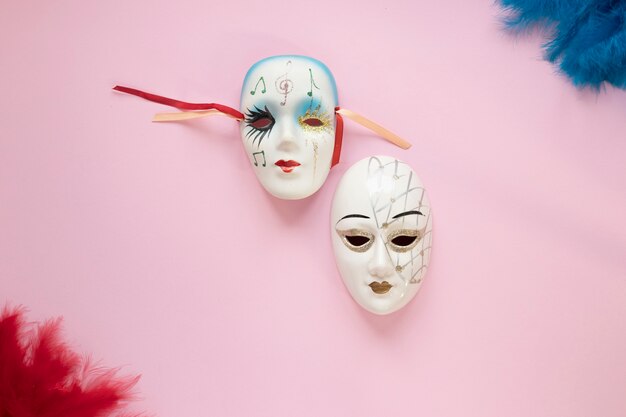 Venetian masks and feathers