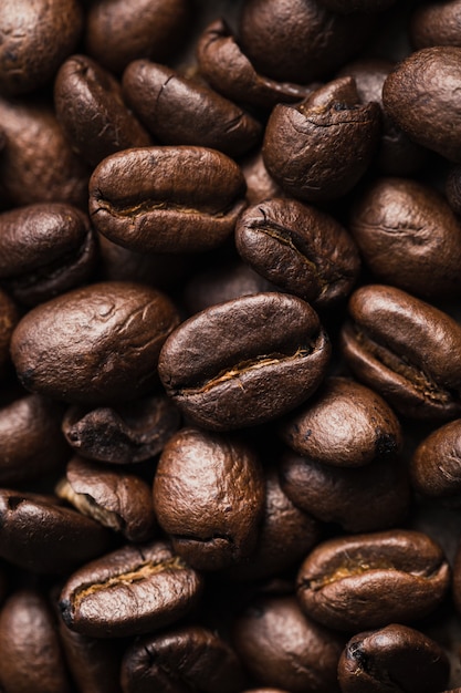 Vertical closeup shot of coffee beans