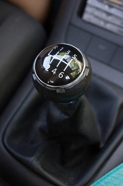 Vertical closeup shot of a gear stick