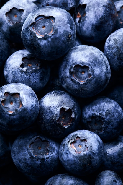 Free photo vertical closeup shot of a lot of blueberries