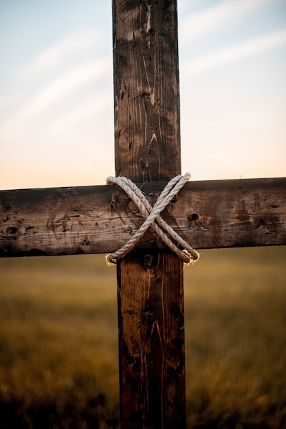 Vertical closeup shot of a wooden cross