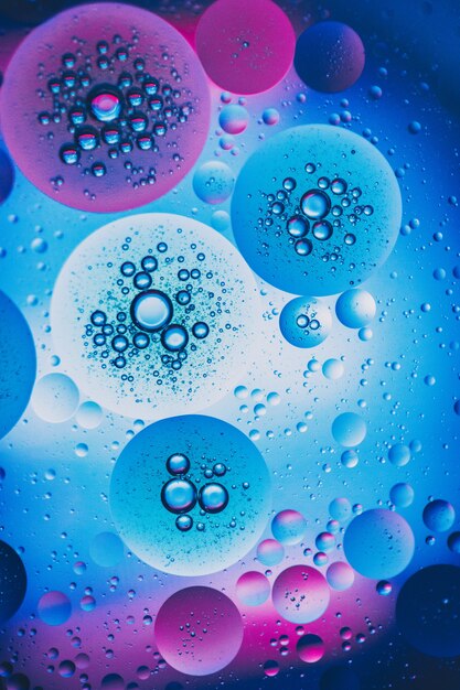 Vertical illustration of aesthetic refreshing purple and blue bubbles