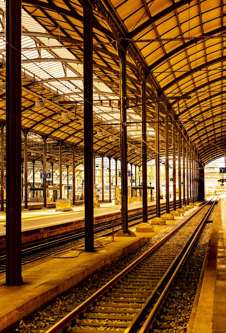Free Photo vertical picture of a railroad station under the sunlight in switzerland