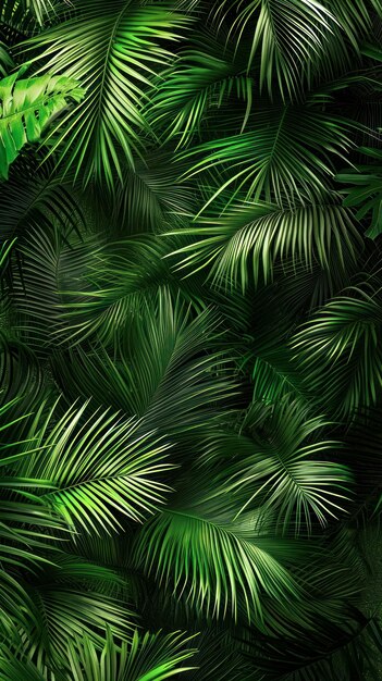 Vertical poster of many intertwined palm leaves wallpaper idea