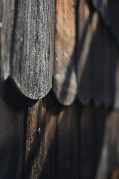 Vertical selective focus shot of wooden fence