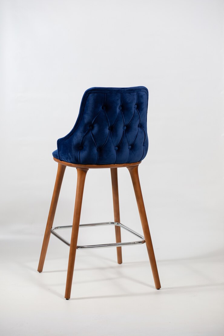 Free Photo vertical shot of a blue chair made up of wooden legs