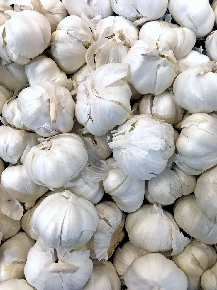 Free Photo vertical shot of garlic used as ingredients in a recipe