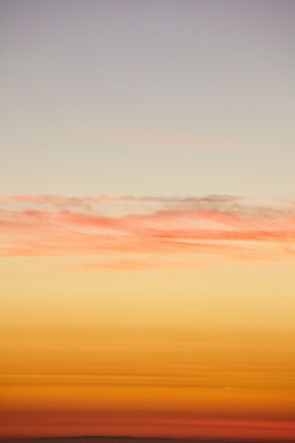 太平洋上の黄金の夕焼け空の垂直ショット