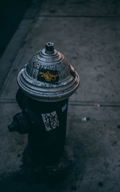 Free photo vertical shot of gray street water pump on a road