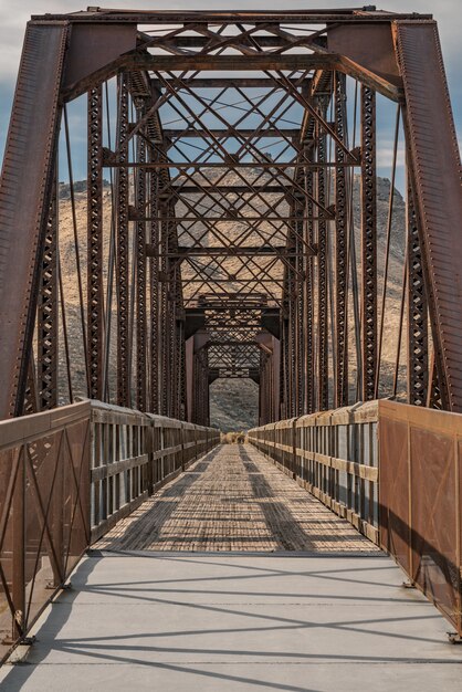 Vertical shot of the Guffey Bridge in Idaho, United States