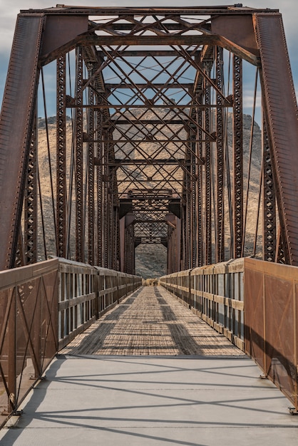 Vertical shot of the Guffey Bridge in Idaho, United States