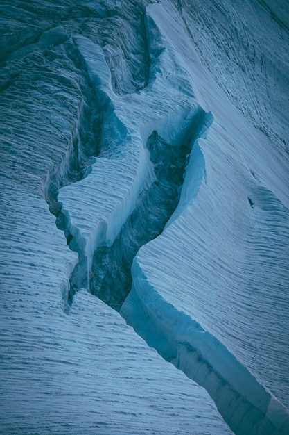 Vertical shot of ice glaciers