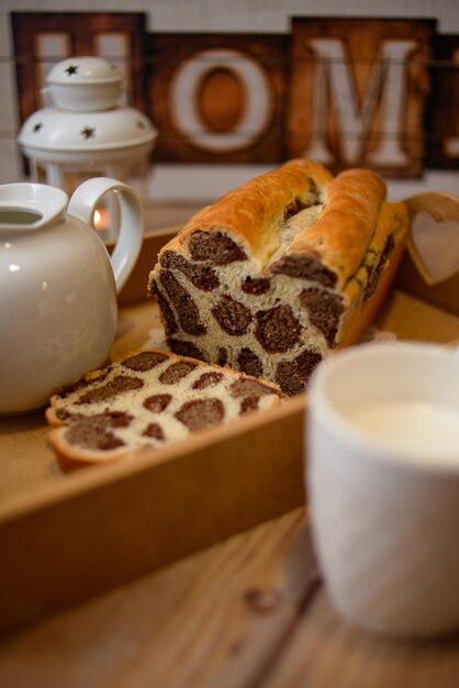 Vertical shot of leopard bread in the kitchen