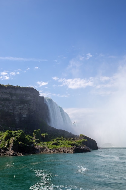 Vertical shot of the Niagara Falls in State Park Niagara, the USA