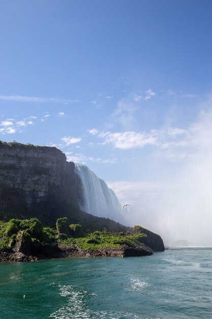 Vertical shot of the Niagara Falls in State Park Niagara, the USA