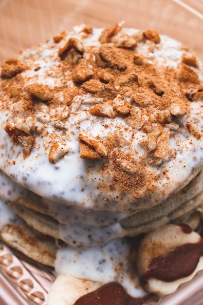 Vertical shot of a pancake