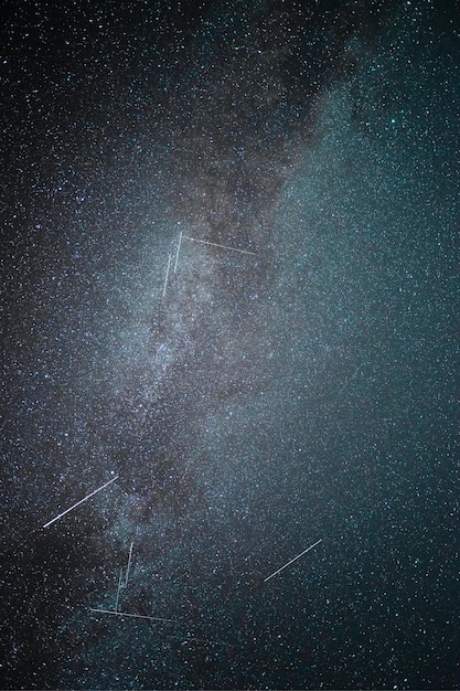 Vertical shot of a starry night sky