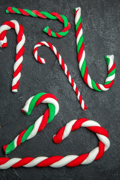 Vertical view of delicious homemade delicious sweets in the form of walking sticks