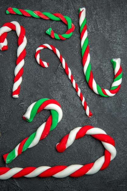 Vertical view of delicious homemade delicious sweets in the form of walking sticks