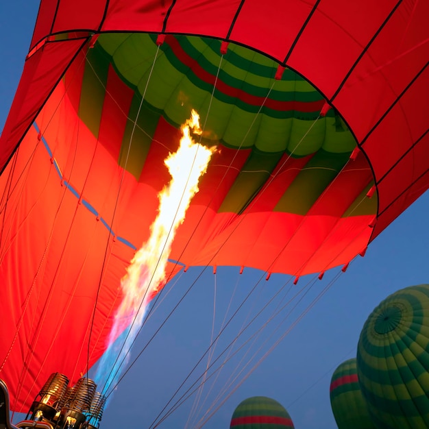 Free photo vertical view of hot air balloons