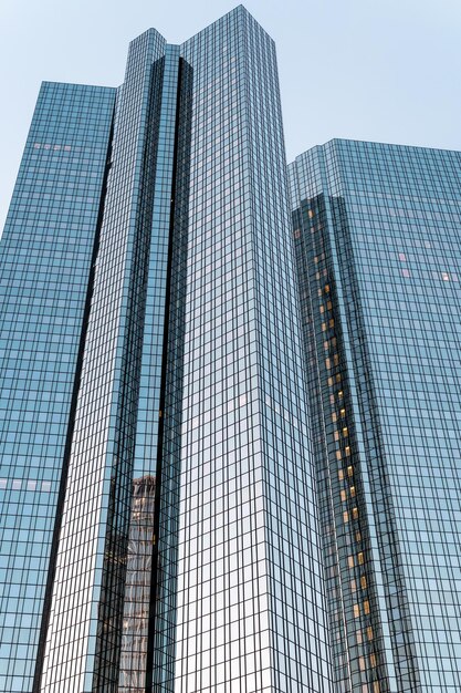 Vertical view of a skyscraper in Frankfurt downtown Germany