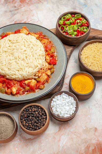 Vertical view of white rice