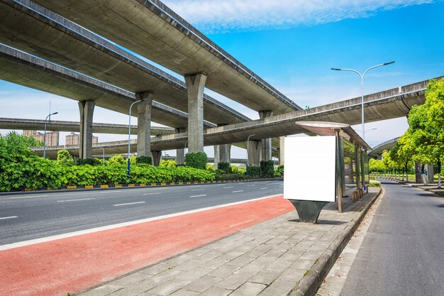 Free photo below the viaduct of the city