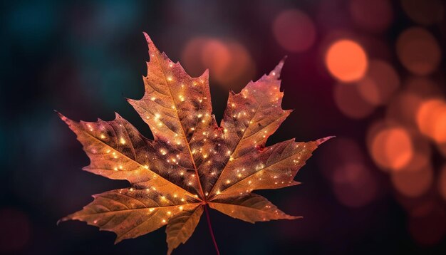 무료 사진 ai가 생성한 생생한 가을빛이 밤에 숲을 비춥니다.