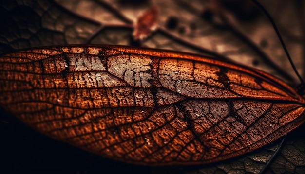 Free photo vibrant autumn leaf veins create organic pattern generated by ai