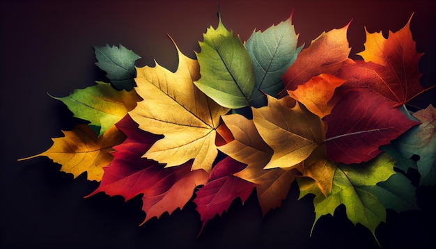 Free photo vibrant autumn leaves backdrop nature beautiful creativity generated by ai