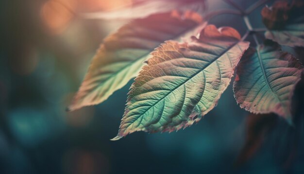 Vibrant autumn leaves on maple tree branch generated by AI