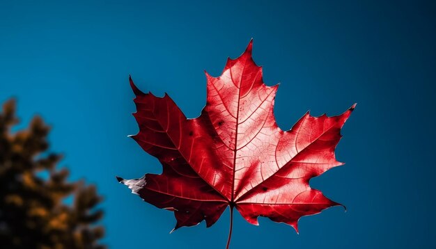 Vibrant autumn maple leaf symbol of nature beauty generated by AI