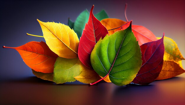 Яркие осенние кленовые листья, красота природы, созданная искусственным интеллектом