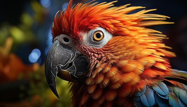 Free photo vibrant blue and yellow macaw perched in tropical rainforest generated by artificial intelligence