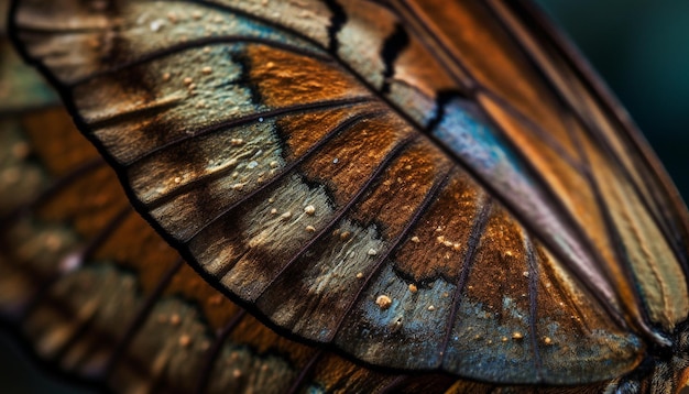 無料写真 鮮やかな蝶の羽には、ai によって生成された複雑な動物の模様が表示されます