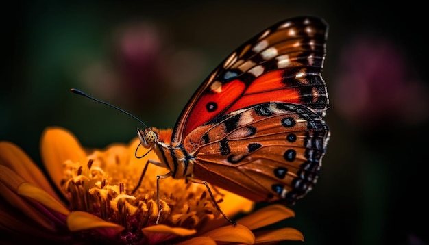Vibrant butterfly wing showcases natural beauty and elegance generated by AI