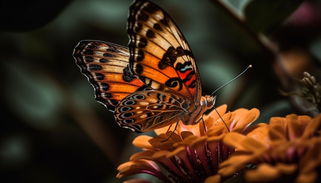 Foto gratuita la vibrante ala di farfalla mette in mostra la bellezza naturale e l'eleganza generate dall'intelligenza artificiale
