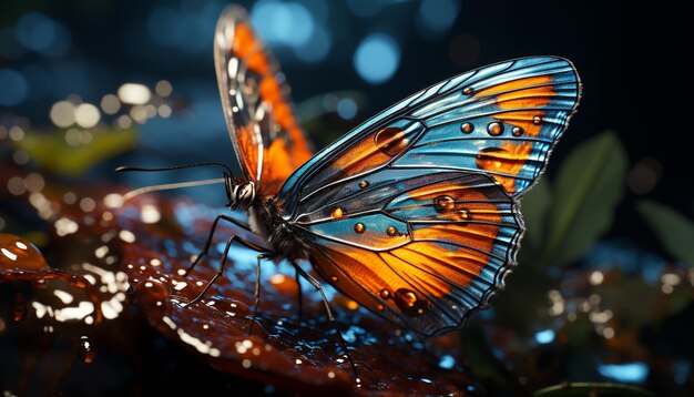 Foto gratuita la vibrante ala di farfalla mette in mostra la bellezza della natura in motivi multicolori generati dall'intelligenza artificiale