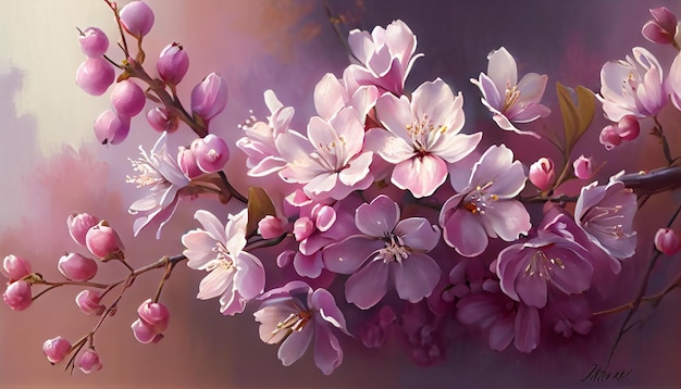 Яркий букет вишневых цветов украшает весну на открытом воздухе, созданный искусственным интеллектом