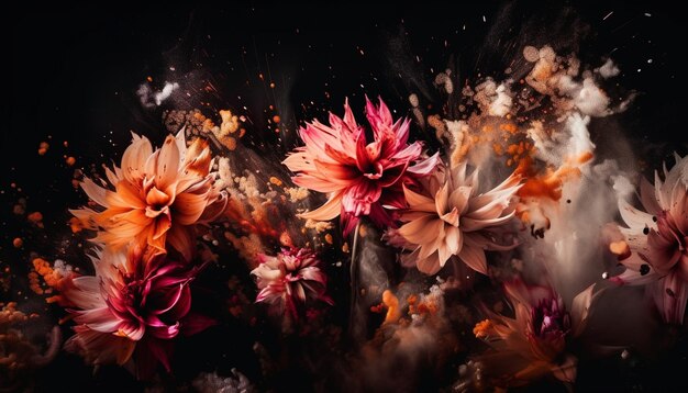 AIが生み出す鮮やかな菊の花の自然の火の贈り物