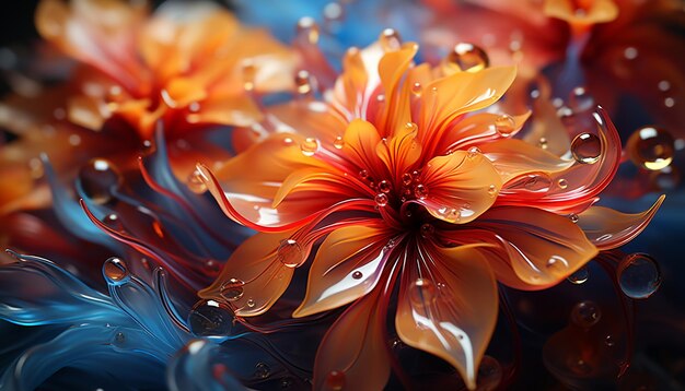 Vibrant colored petals create a beautiful underwater tropical bouquet generated by artificial intelligence