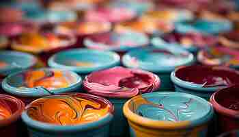 Foto gratuita la ciotola in ceramica dai colori vivaci mette in mostra la creatività nell'artigianato ceramico generato dall'intelligenza artificiale