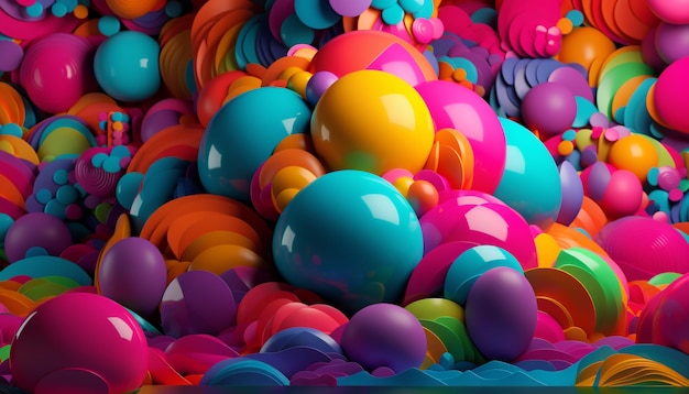 Vibrant colorful balloons create cheerful birthday backdrop generated by AI