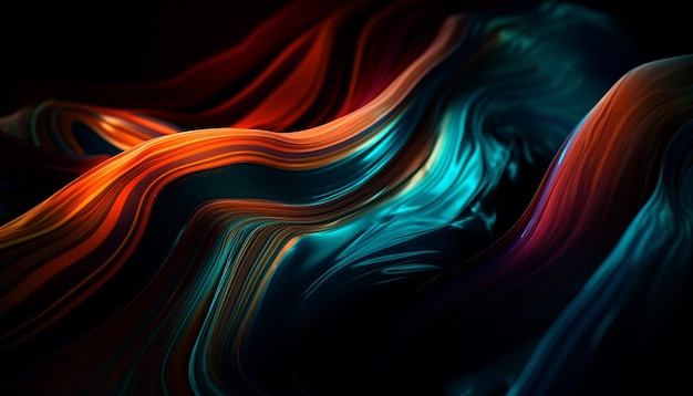 Бесплатное фото Яркие цвета и волнообразный узор создают элегантность, созданную искусственным интеллектом