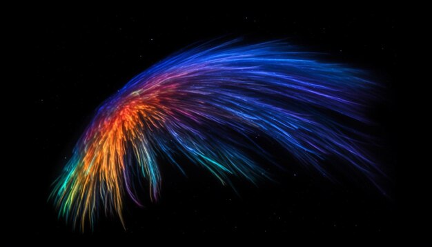 AI가 생성한 어두운 추상 은하 배경에서 폭발하는 선명한 색상