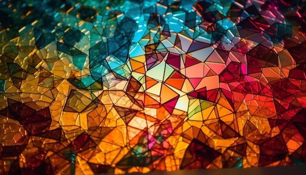 Vibrant colors and geometric shapes create chaos generated by AI